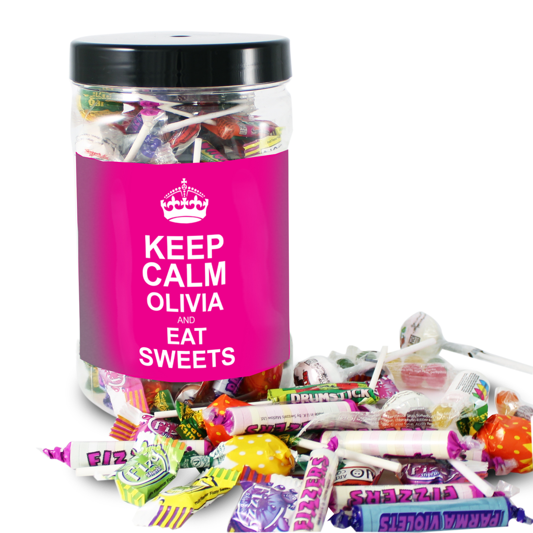 Keep Calm Large Sweet Jar Pink